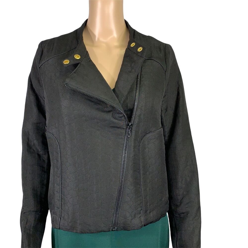 Vintage Worthington Womens Moto Jacket Quilted Full Zip Black Medium